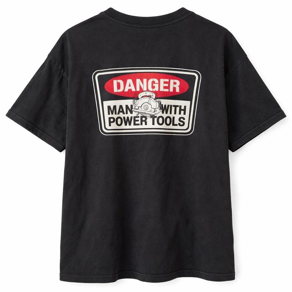 Danger Man with Power Tools Vintage Black Tee Plus‎ Size 2X Tennessee River